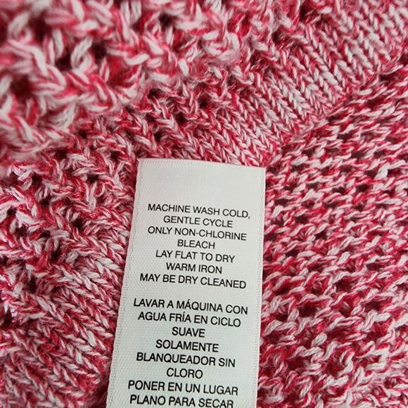 Chico's Women Sweater Size 3 XL Coral Pink Open Stitch Knit Pullover Long Sleeve - Picture 10 of 11